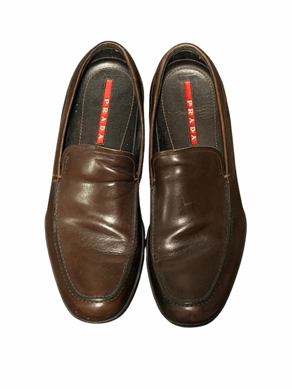 Prada Men's Dark Brown Leather Slip-On Loafers